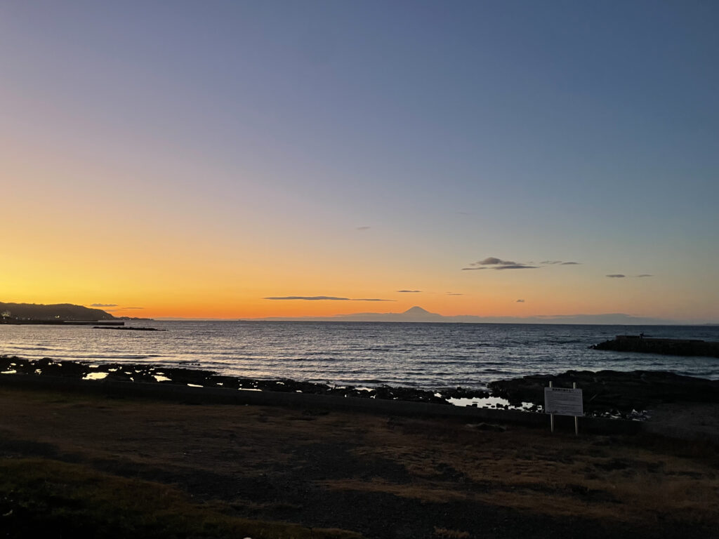 キャンプ場から富士山が見える